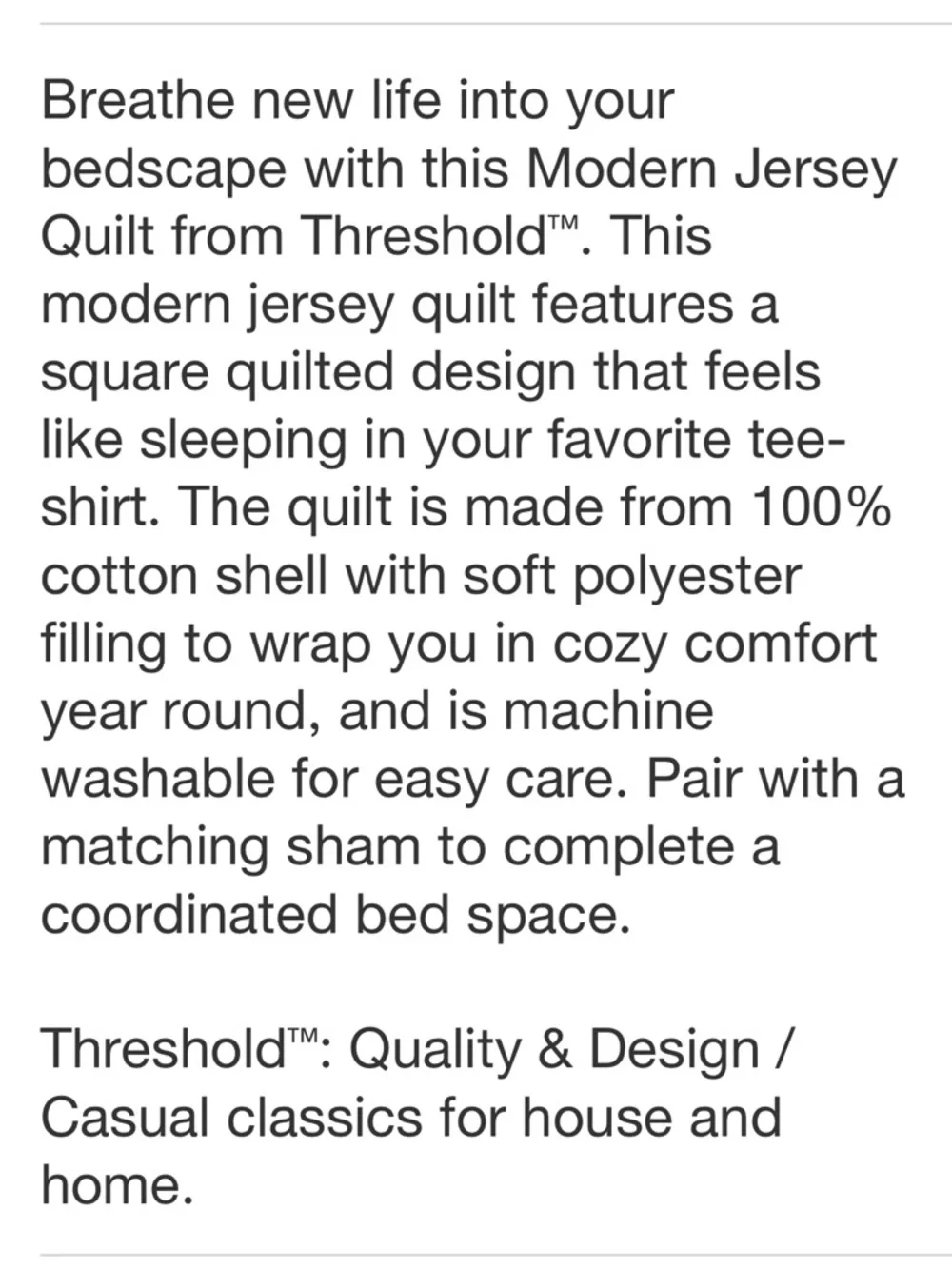 THRESHOLD NWT Full/Queen Jersey Quilt -Heather Gray